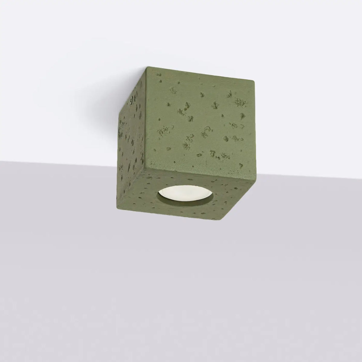 Plafonnier spot cube en aluminium, béton ou bois, GU10, vert olive