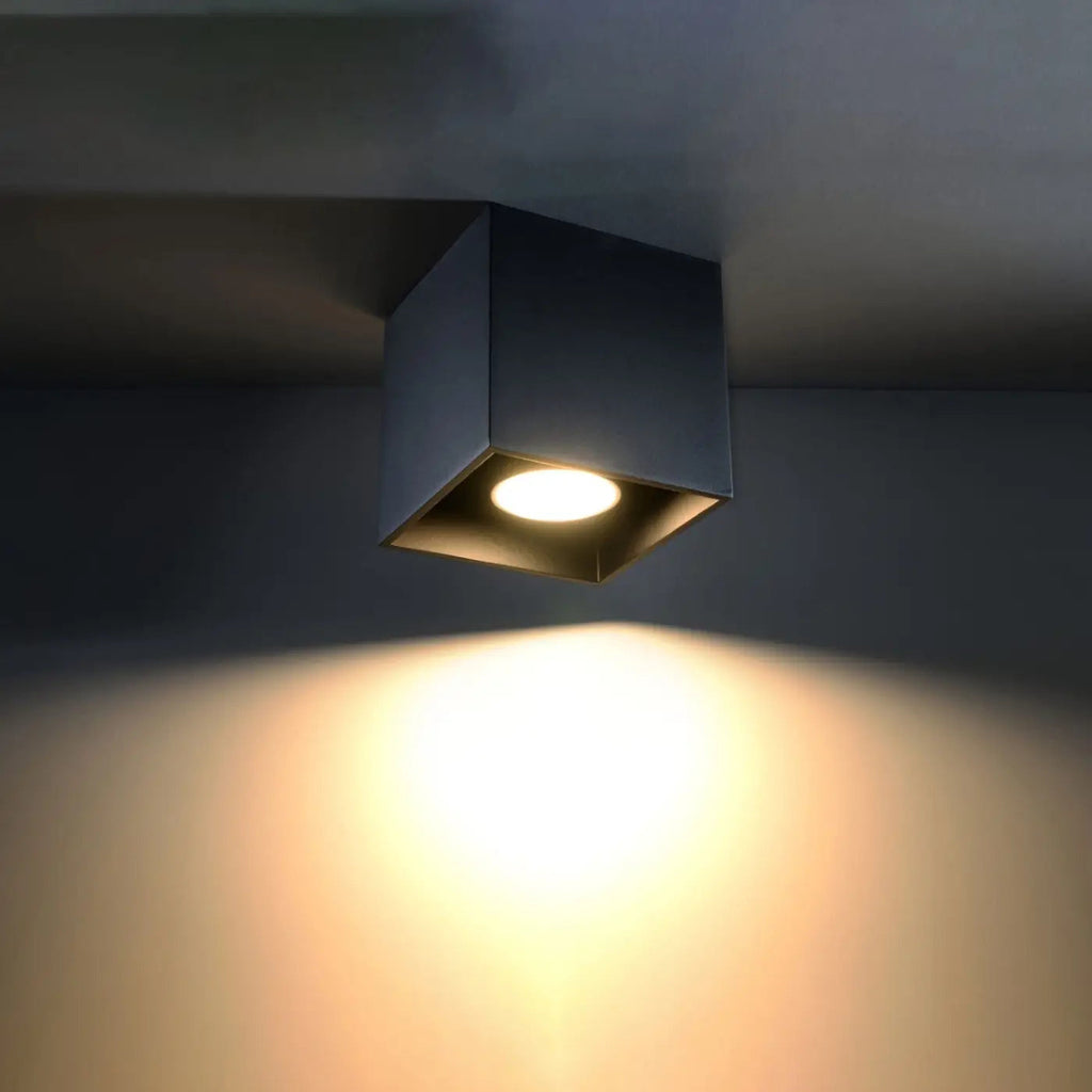 Plafonnier spot cube en aluminium, béton ou bois, GU10