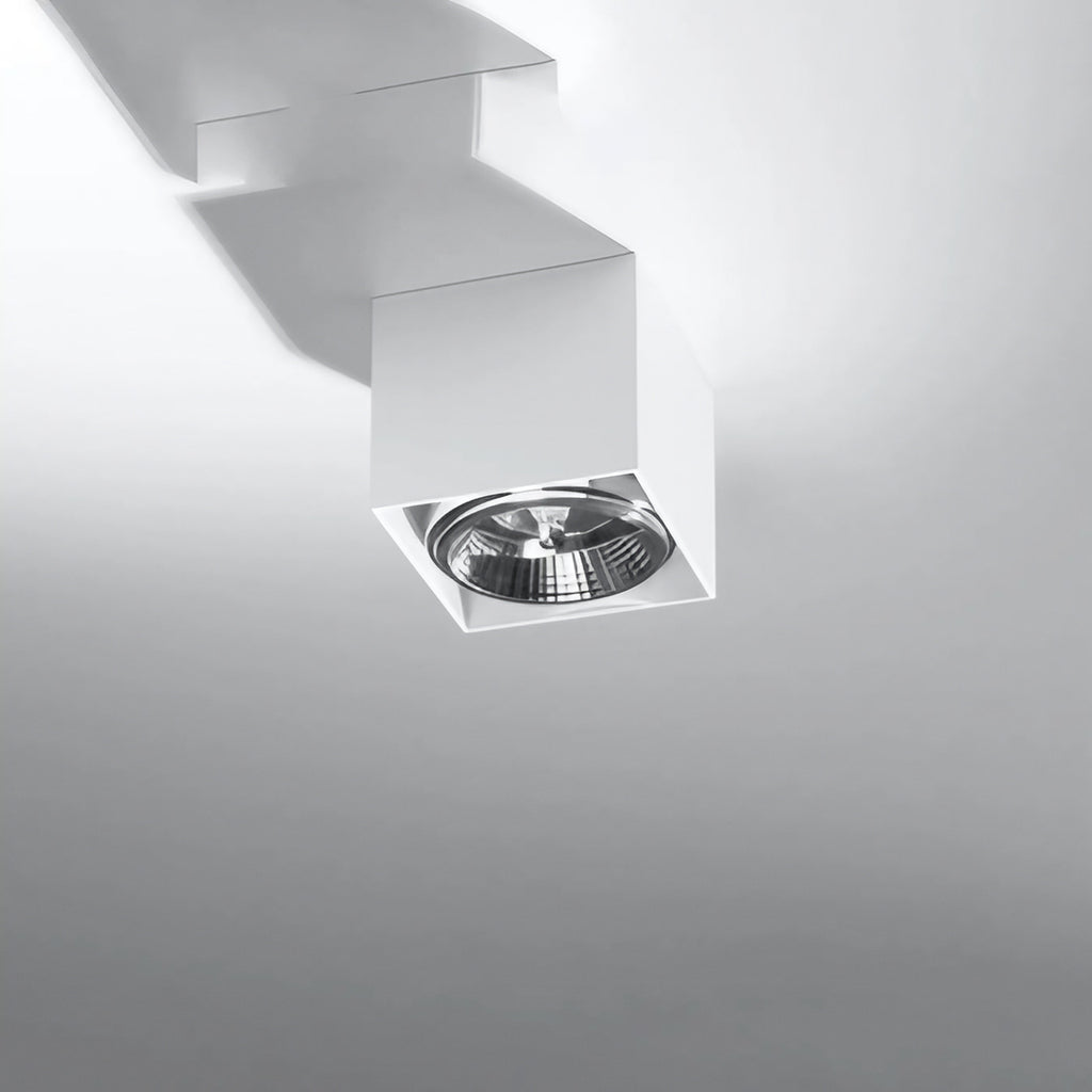 Plafonnier spot cube en aluminium blanc, en saillie, GU10