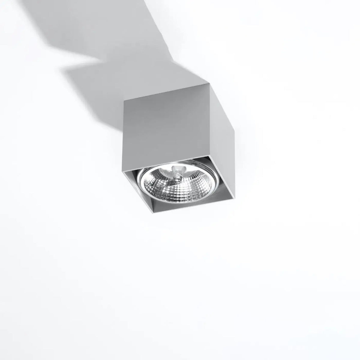 Plafonnier spot cube en aluminium gris, en saillie, GU10