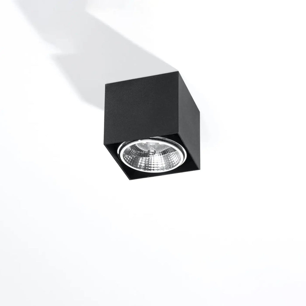 Plafonnier spot cube en aluminium noir mat, en saillie, GU10