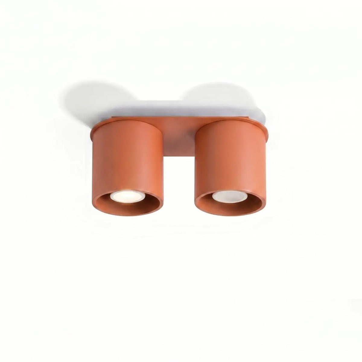 Plafonnier spot cylindre en aluminium, béton ou bois, GU10, rouge ocre