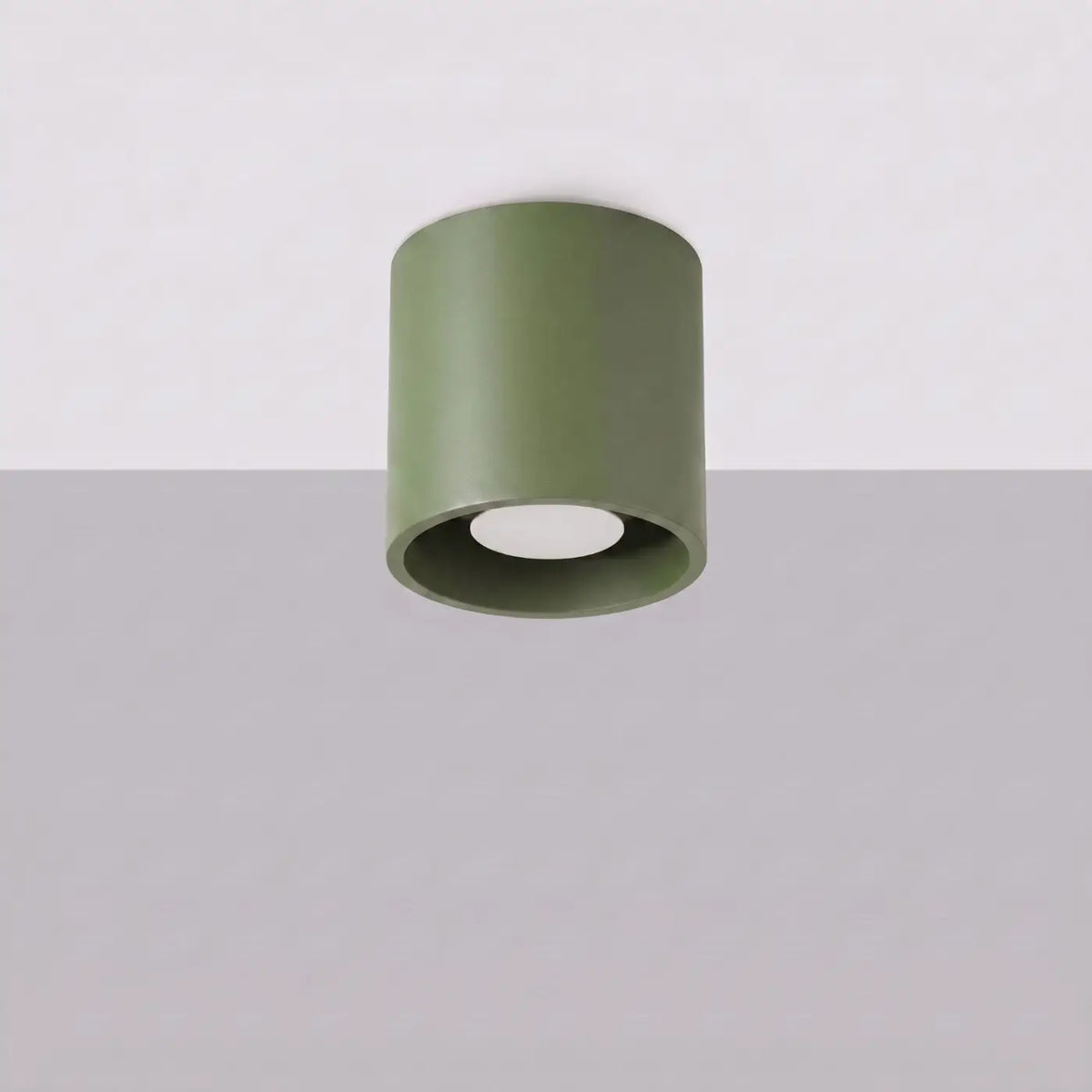 Plafonnier spot cylindre en aluminium, béton ou bois, GU10, vert olive