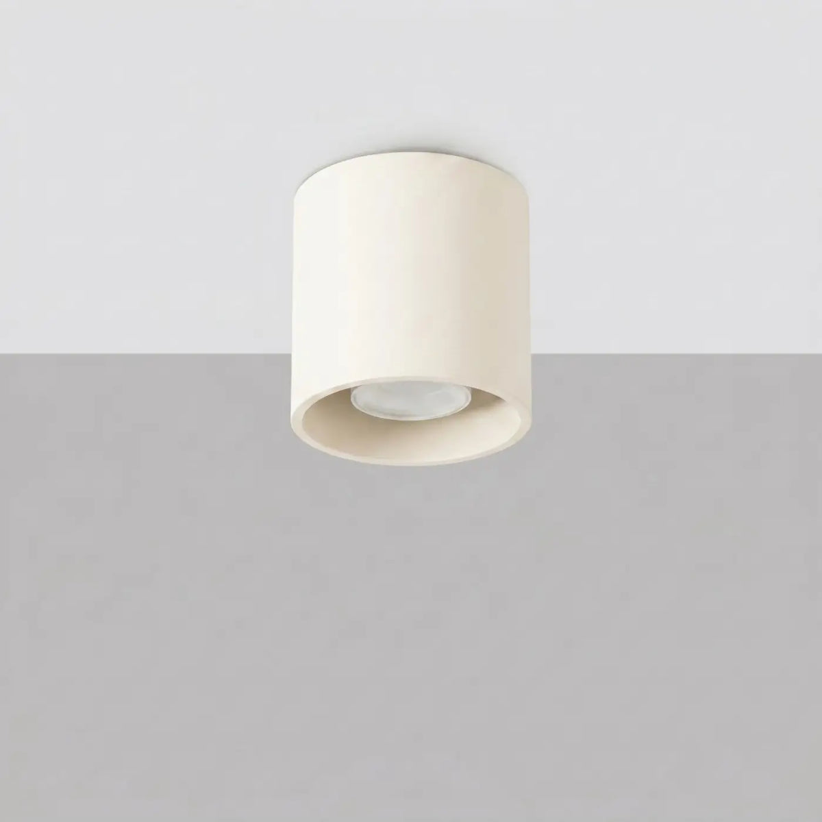 Plafonnier spot cylindre en aluminium, béton ou bois, GU10, beige