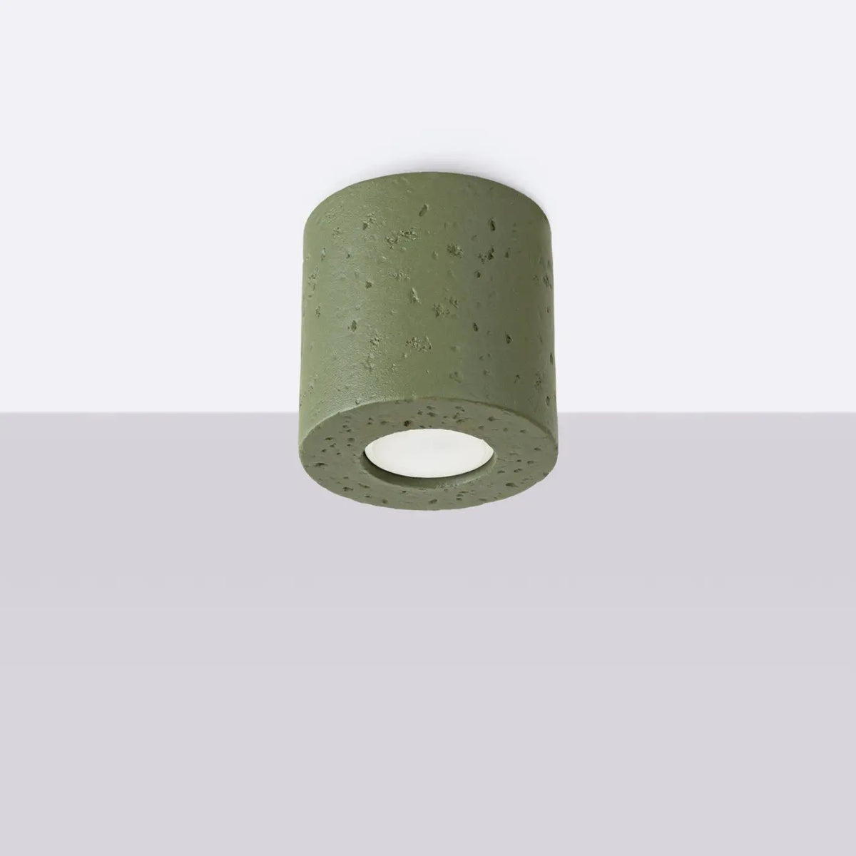 Plafonnier spot cylindre en aluminium, béton ou bois, GU10, vert olive