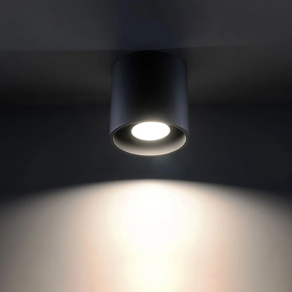 Plafonnier spot cylindre en aluminium, béton ou bois, GU10