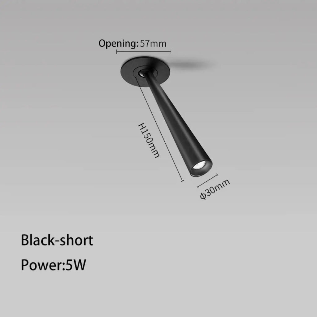 Spot LED encastré en tube, blanc ou noir, tailles S ou M