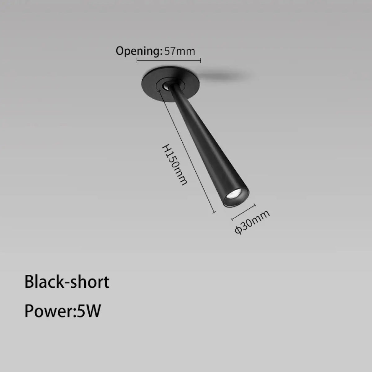 Spot LED encastré en tube, blanc ou noir, tailles S ou M
