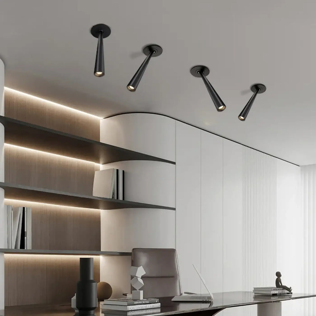 Spot LED encastré en tube, blanc ou noir, tailles S ou M