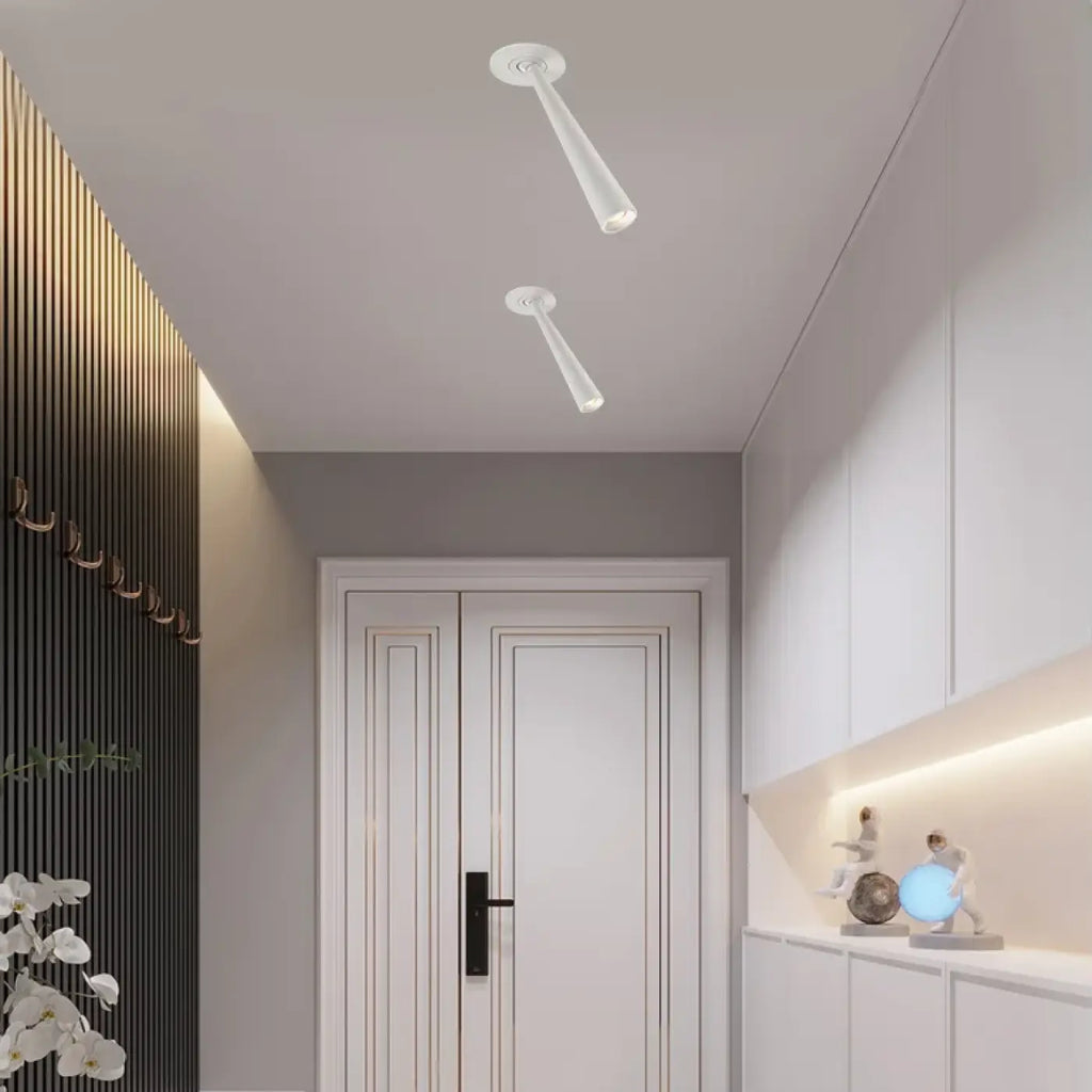 Spot LED encastré en tube, blanc ou noir, tailles S ou M, blanc