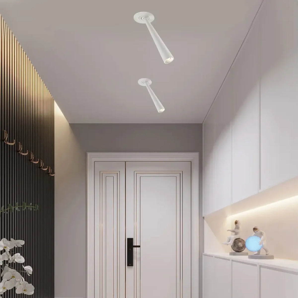 Spot LED encastré en tube, blanc ou noir, tailles S ou M, blanc