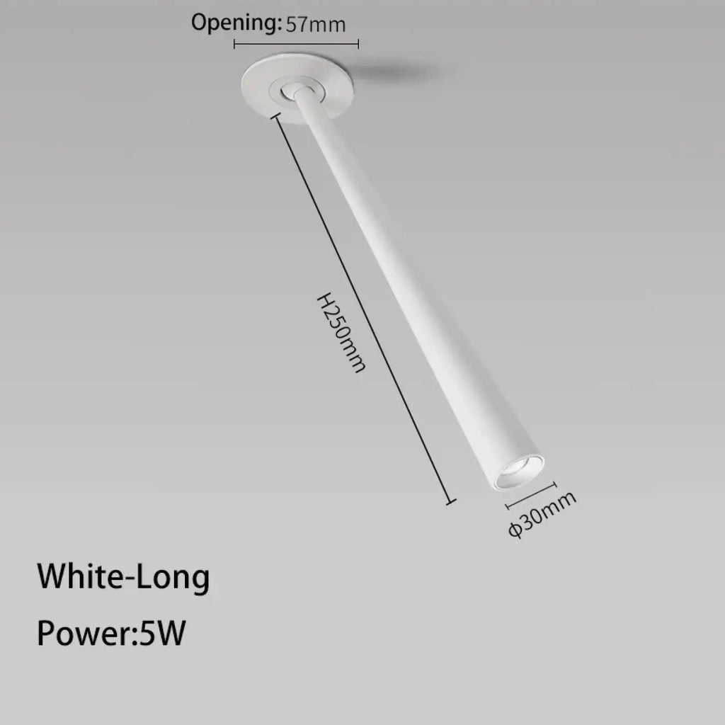 Spot LED encastré en tube, blanc ou noir, tailles S ou M