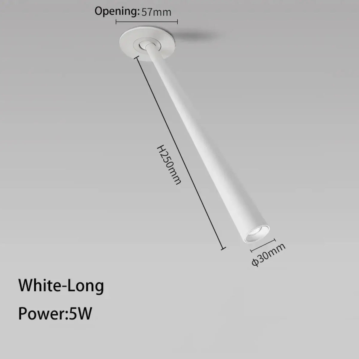 Spot LED encastré en tube, blanc ou noir, tailles S ou M