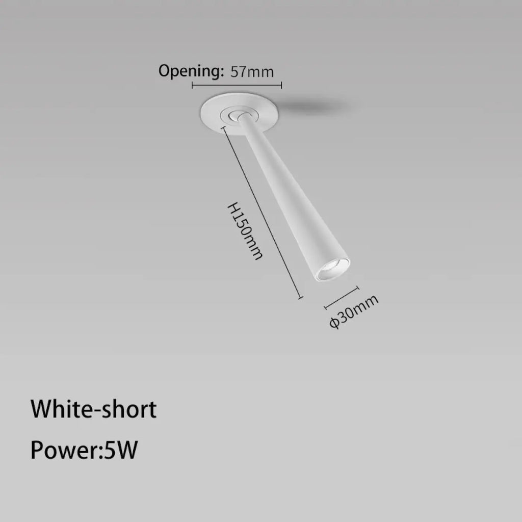 Spot LED encastré en tube, blanc ou noir, tailles S ou M