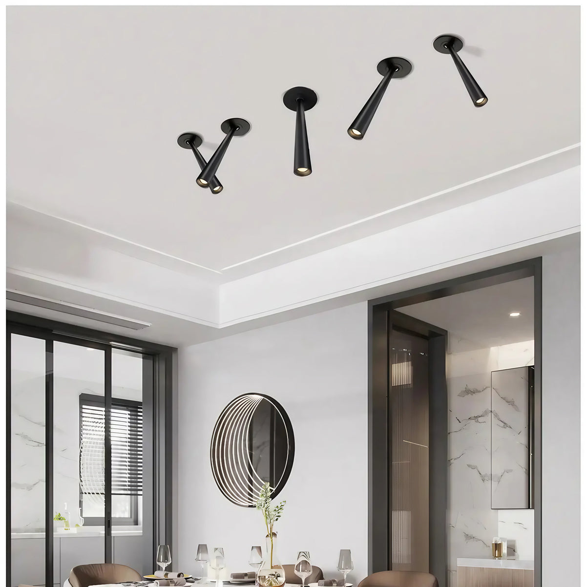 Spot LED encastré en tube, blanc ou noir, tailles S ou M, noir
