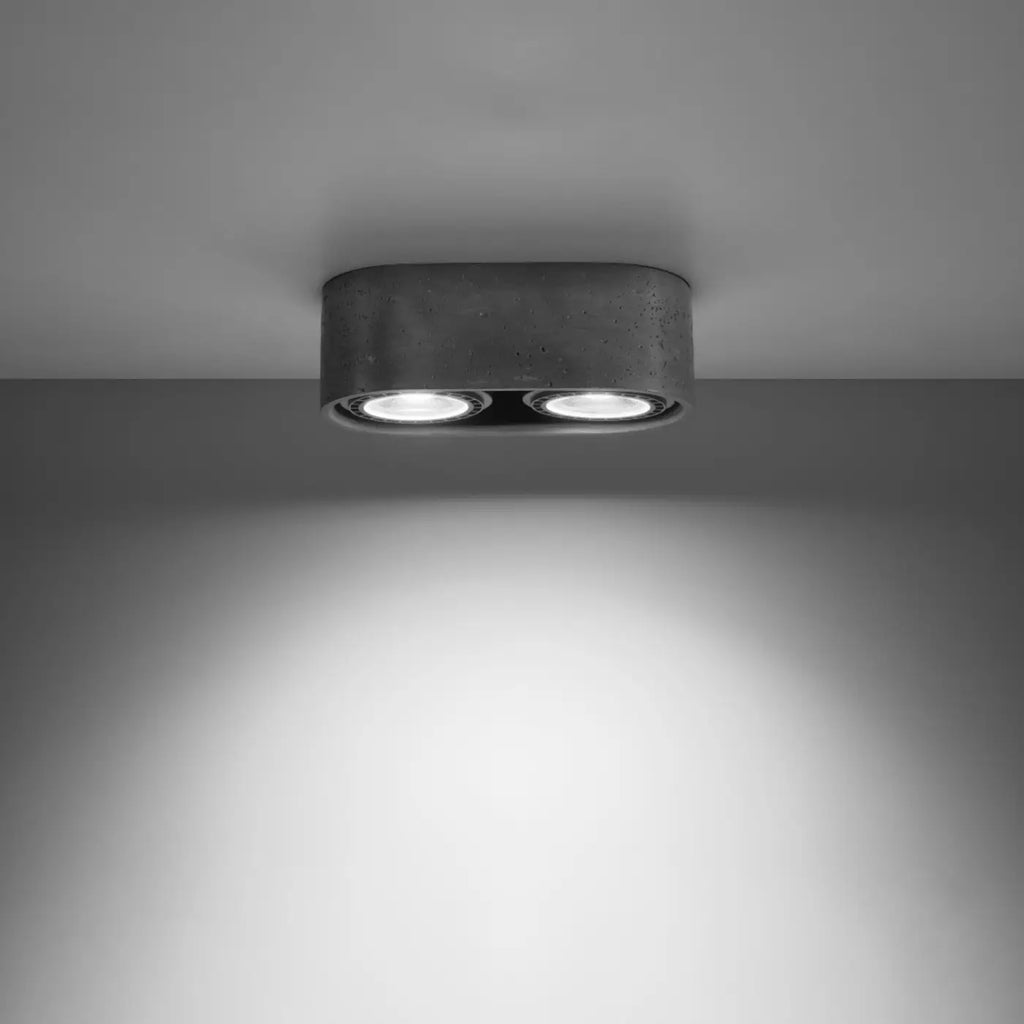 Spot de plafond court en béton gris ou bois naturel, 1 ou 2 sources
