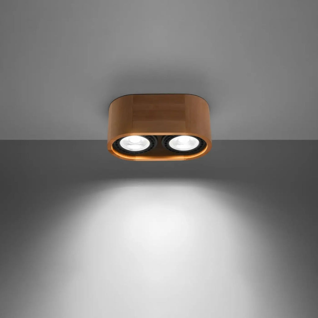 Spot de plafond court en béton gris ou bois naturel, 1 ou 2 sources