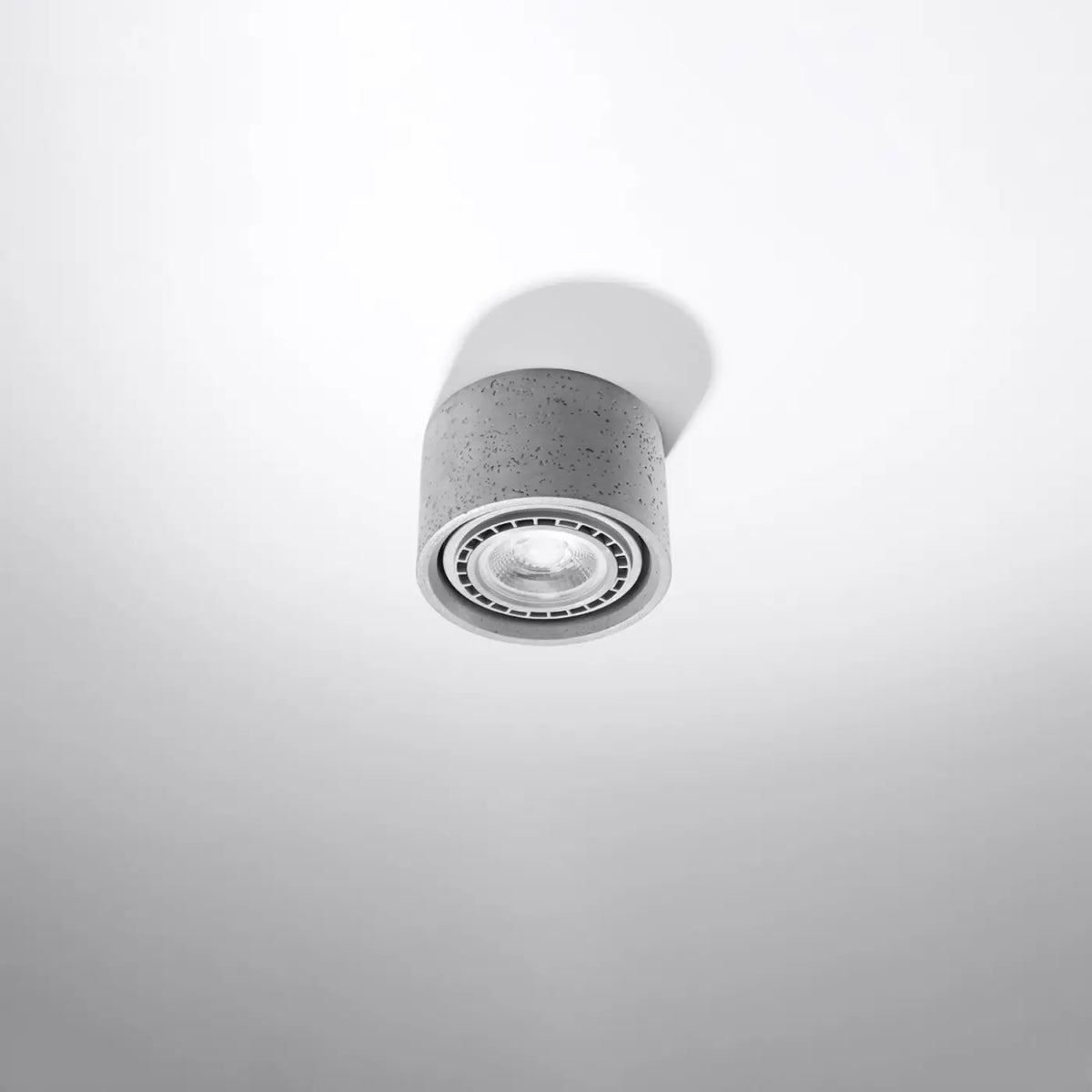 Spot de plafond court en béton gris ou bois naturel, 1 ou 2 sources, gris