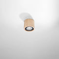 Spot de plafond court en béton gris ou bois naturel, 1 ou 2 sources, bois naturel