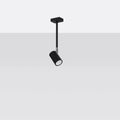 Plafonnier spot noir sur longue tige orientable, 1 ou 2 spots
