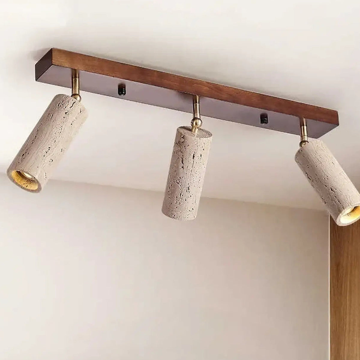 Plafonnier à spots en pierre et bois, style scandinave