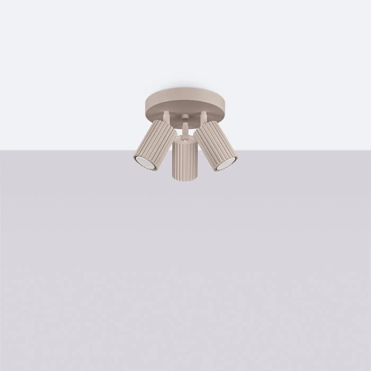 Plafonnier spots tubes cannelés, barre, rosace ou plaque, 1 à 6, taupe