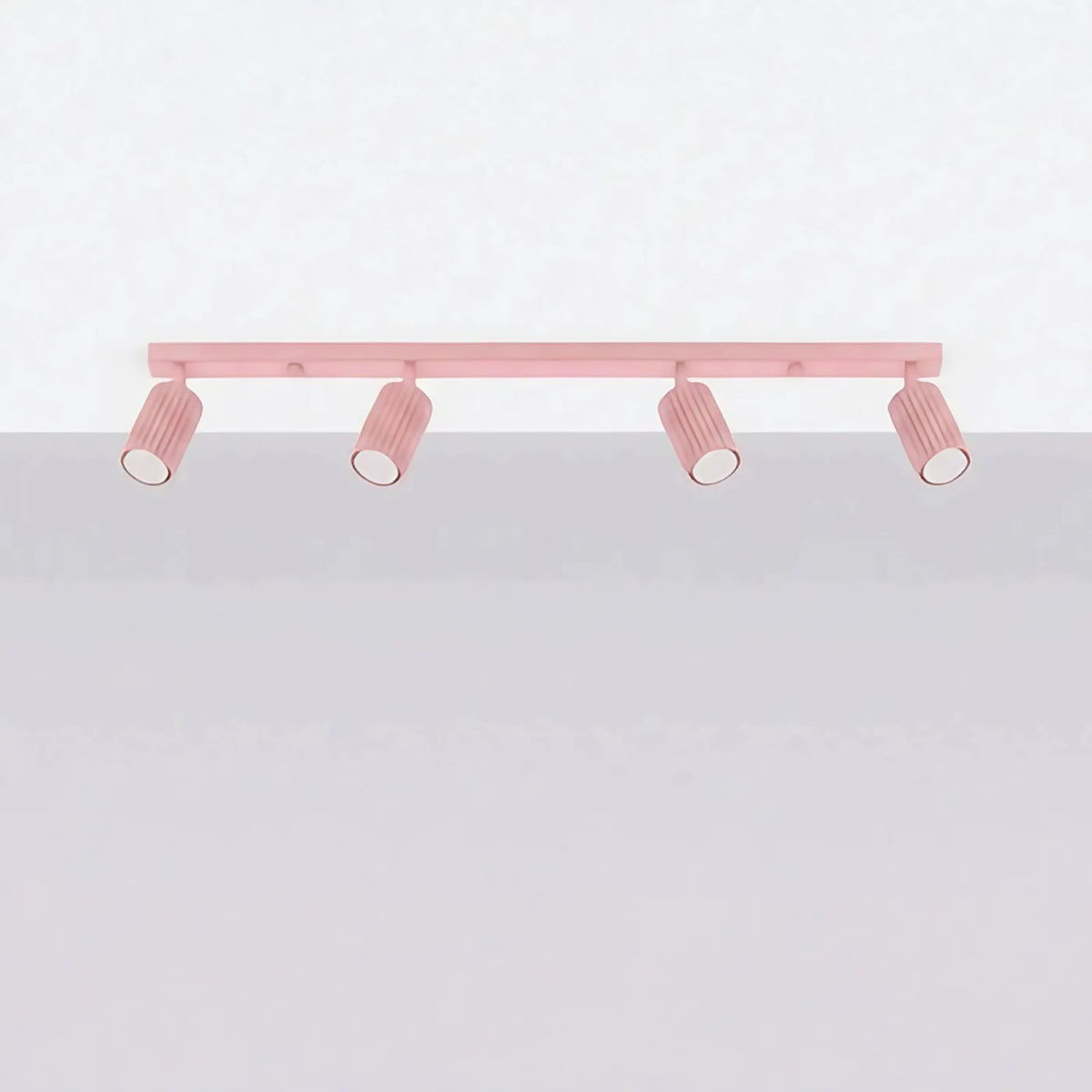 Plafonnier spots tubes cannelés, barre, rosace ou plaque, 1 à 6, rose