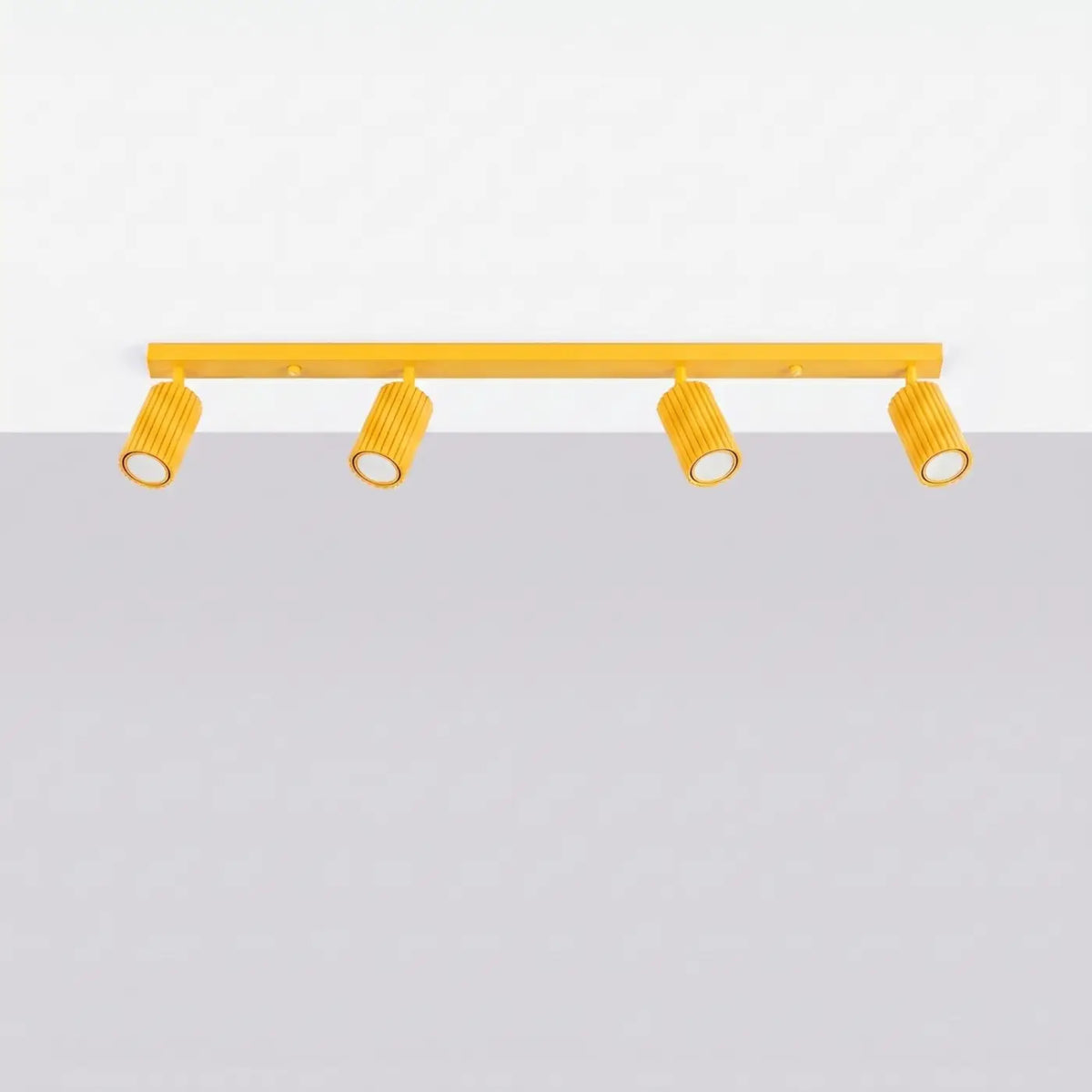 Plafonnier spots tubes cannelés, barre, rosace ou plaque, 1 à 6, jaune
