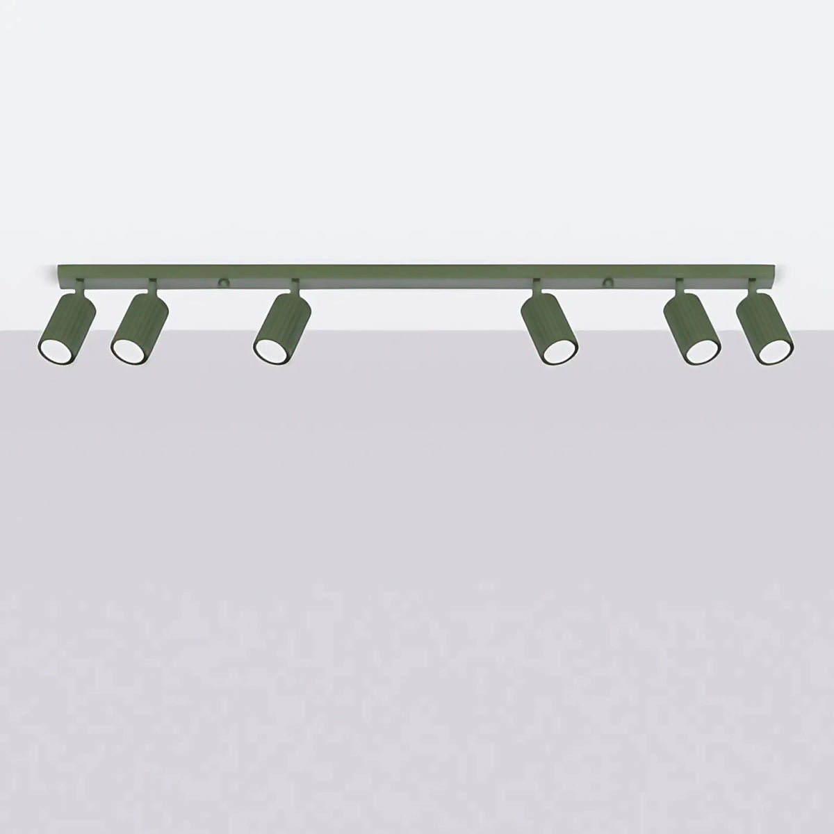 Plafonnier spots tubes cannelés, barre, rosace ou plaque, 1 à 6, vert olive