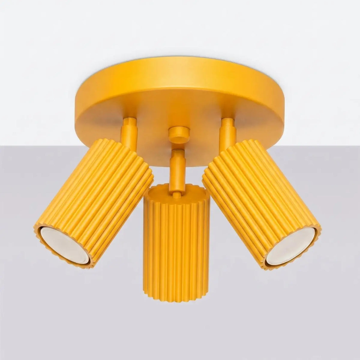 Plafonnier spots tubes cannelés, barre, rosace ou plaque, 1 à 6, jaune