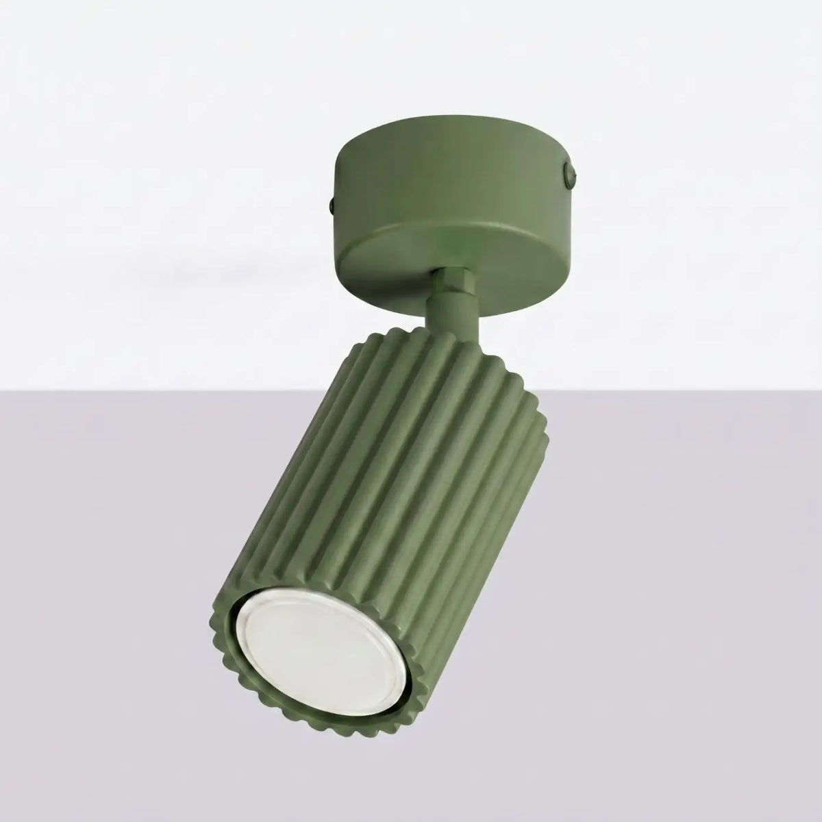 Plafonnier spots tubes cannelés, barre, rosace ou plaque, 1 à 6, vert olive