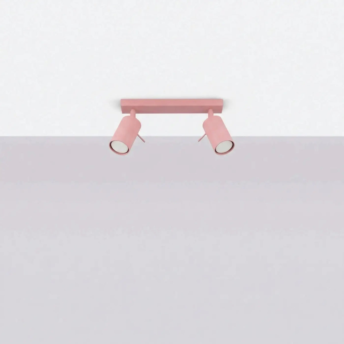 Plafonnier rampe de spots orientables en acier, 2 à 6 spots, rose