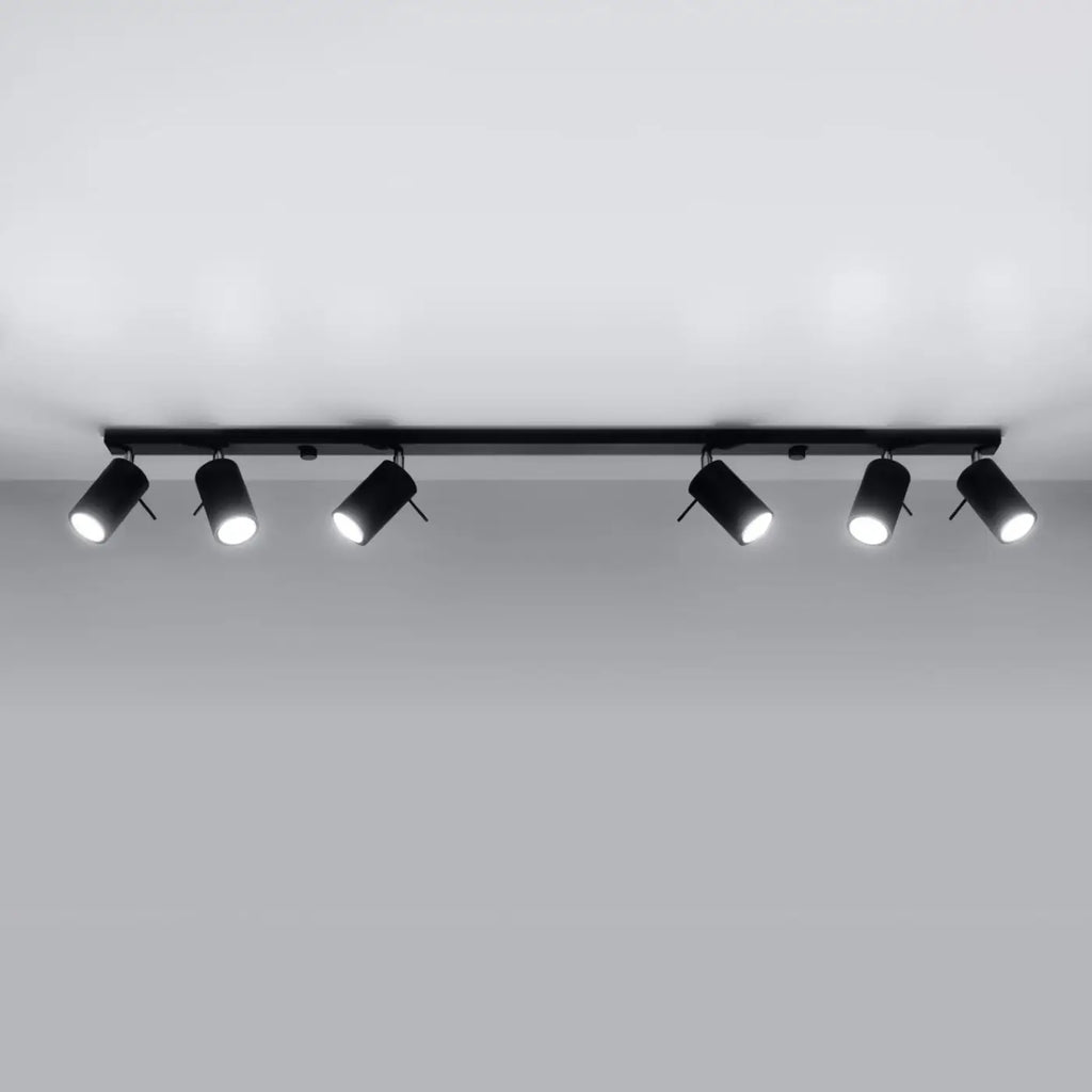 Plafonnier rampe de spots orientables en acier, 2 à 6 spots, noir