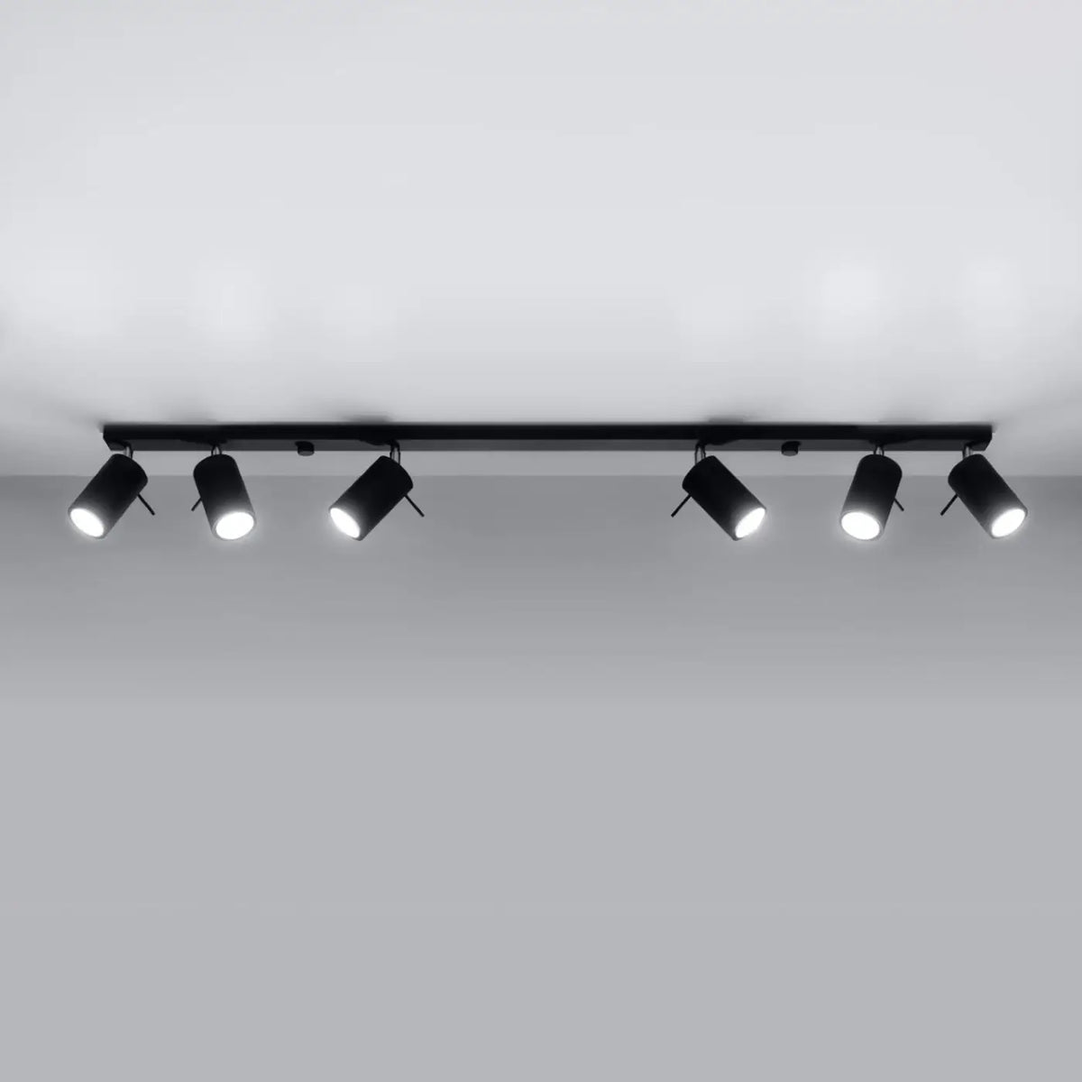 Plafonnier rampe de spots orientables en acier, 2 à 6 spots, noir