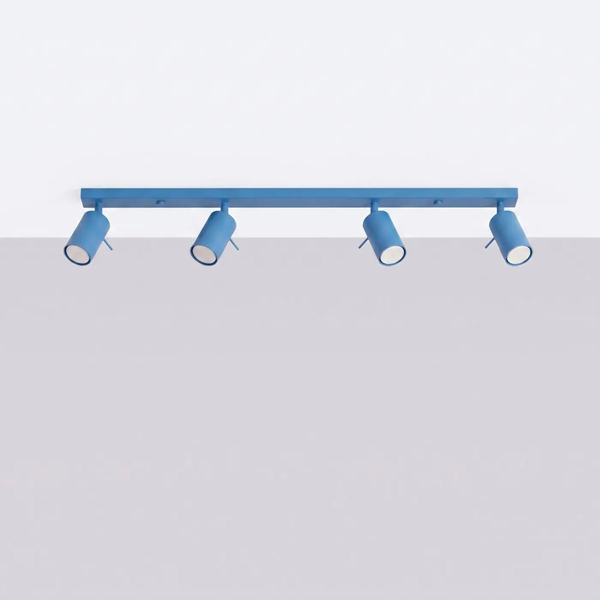 Plafonnier rampe de spots orientables en acier, 2 à 6 spots, bleu azur