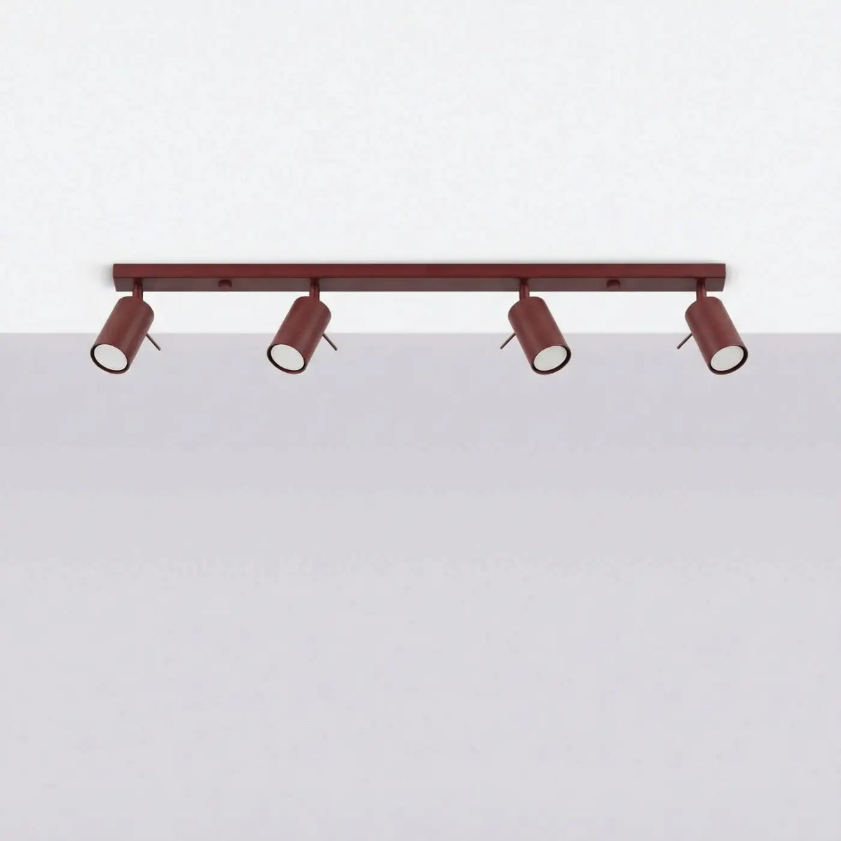 Plafonnier rampe de spots orientables en acier, 2 à 6 spots, bordeaux