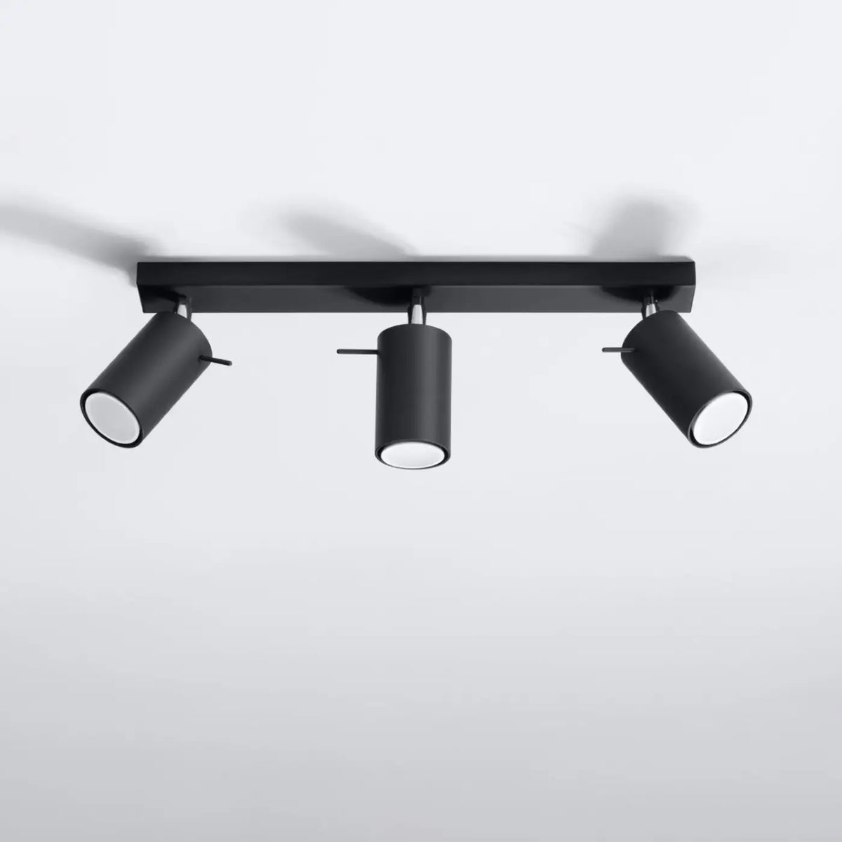 Plafonnier rampe de spots orientables en acier, 2 à 6 spots, noir