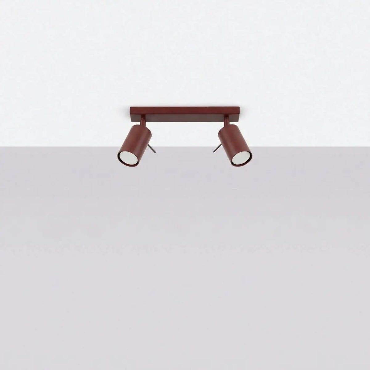 Plafonnier rampe de spots orientables en acier, 2 à 6 spots, bordeaux