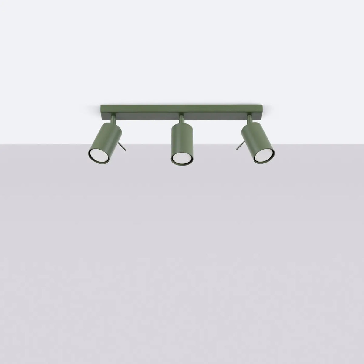 Plafonnier rampe de spots orientables en acier, 2 à 6 spots, vert olive