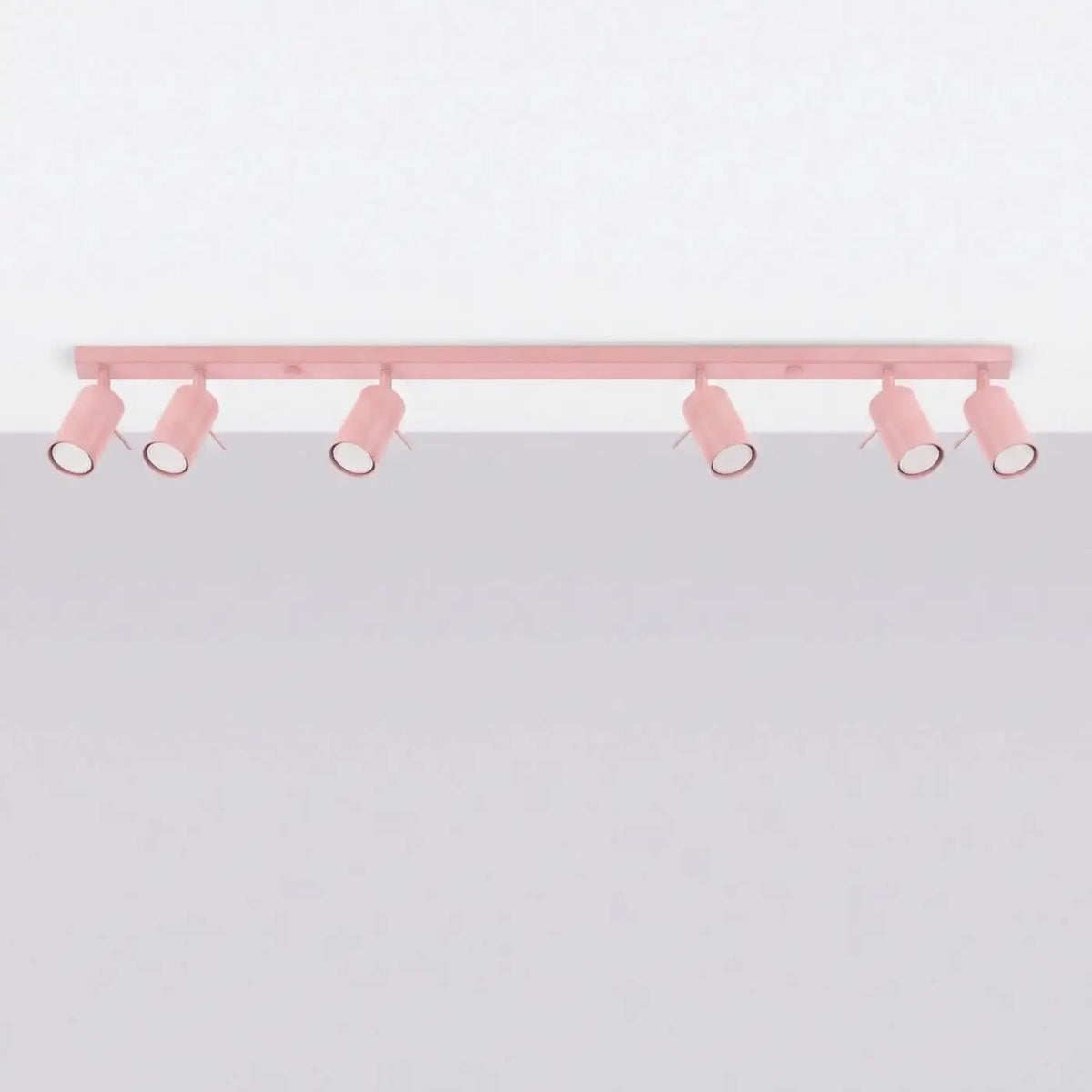 Plafonnier rampe de spots orientables en acier, 2 à 6 spots, rose