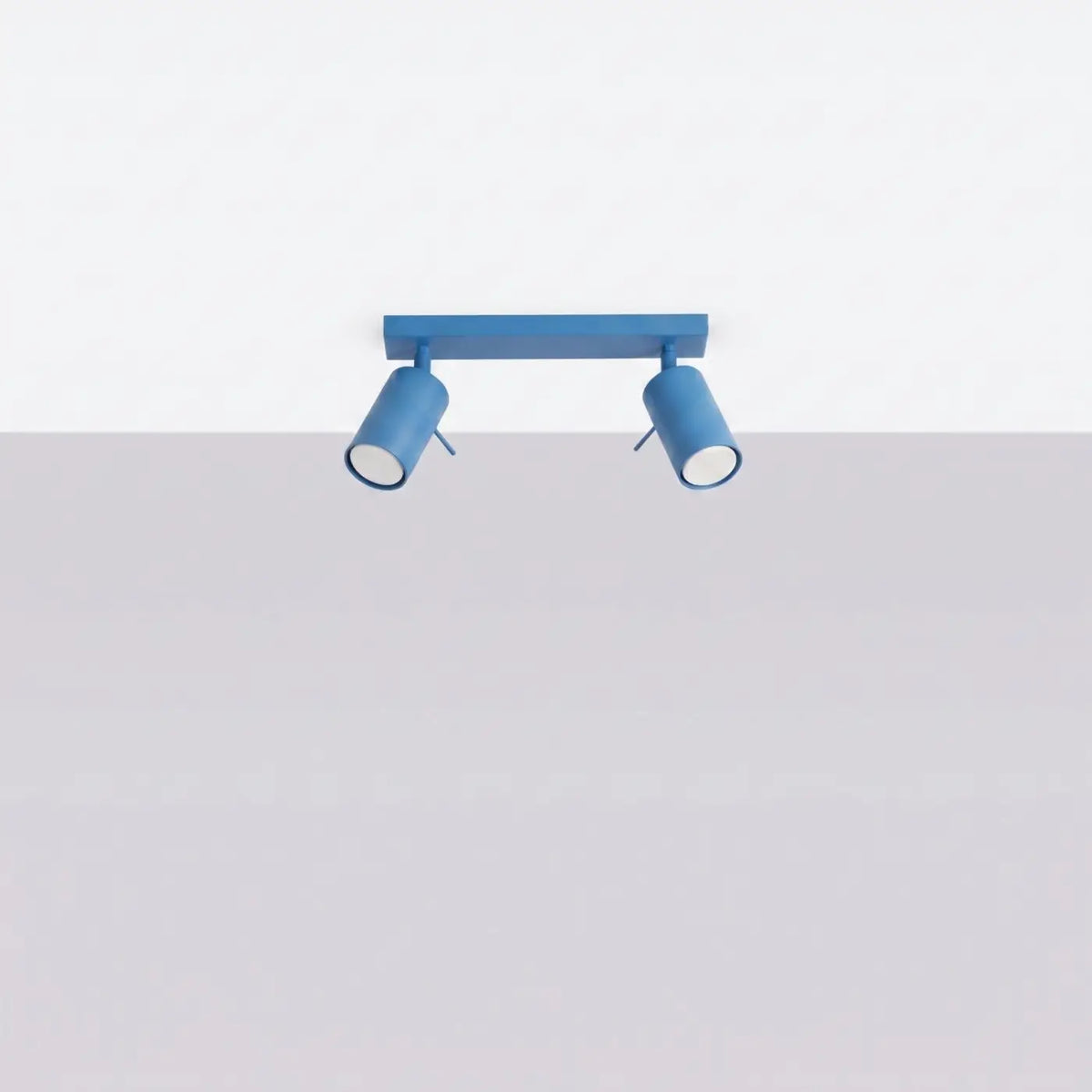 Plafonnier rampe de spots orientables en acier, 2 à 6 spots, bleu azur