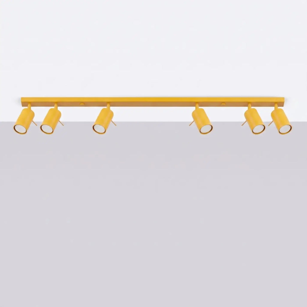 Plafonnier rampe de spots orientables en acier, 2 à 6 spots, jaune