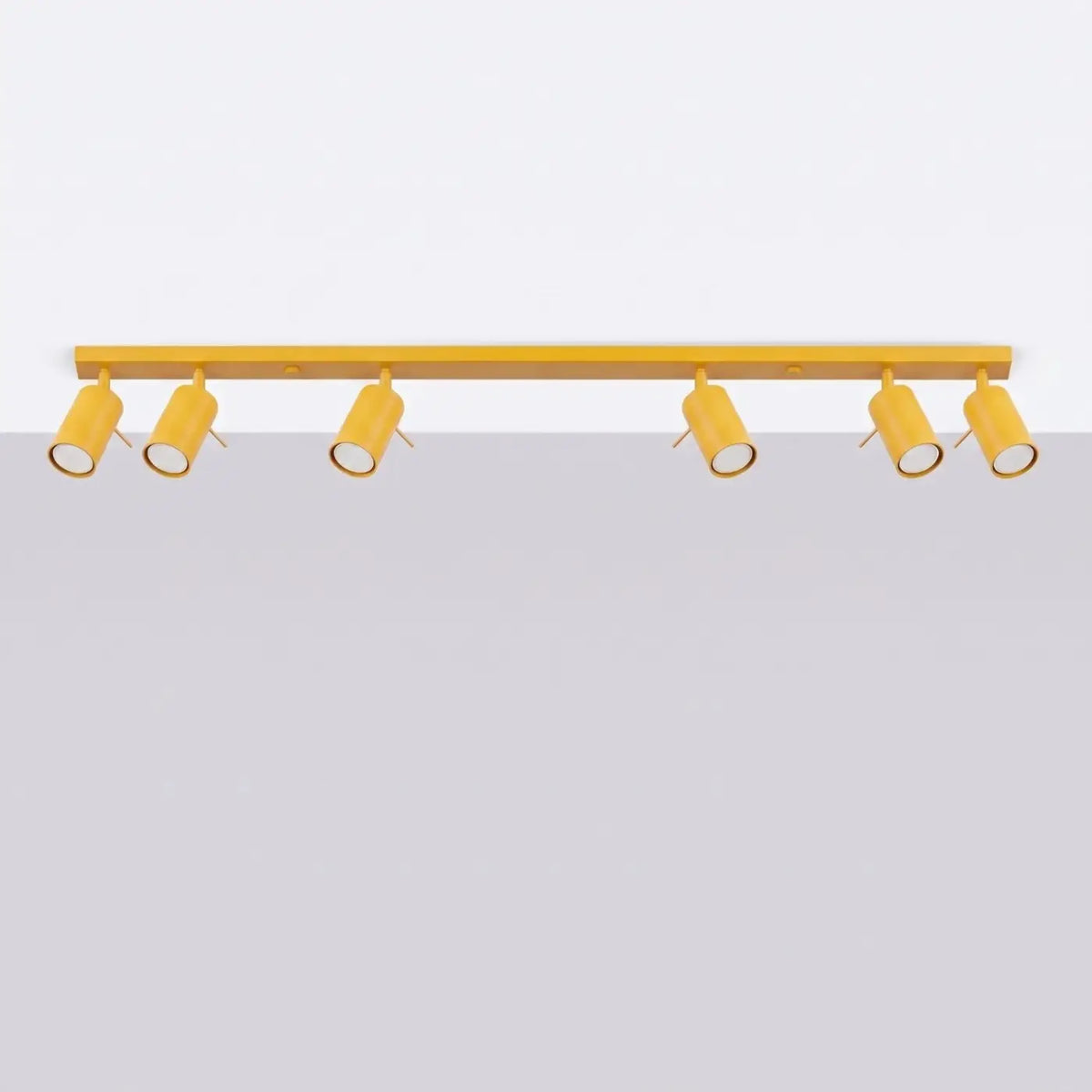 Plafonnier rampe de spots orientables en acier, 2 à 6 spots, jaune