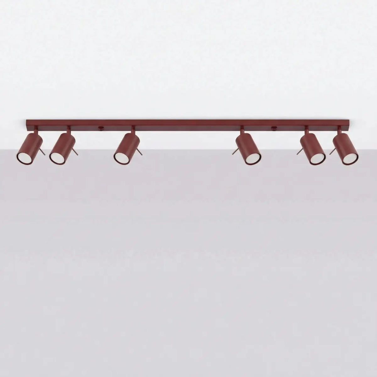 Plafonnier rampe de spots orientables en acier, 2 à 6 spots, bordeaux