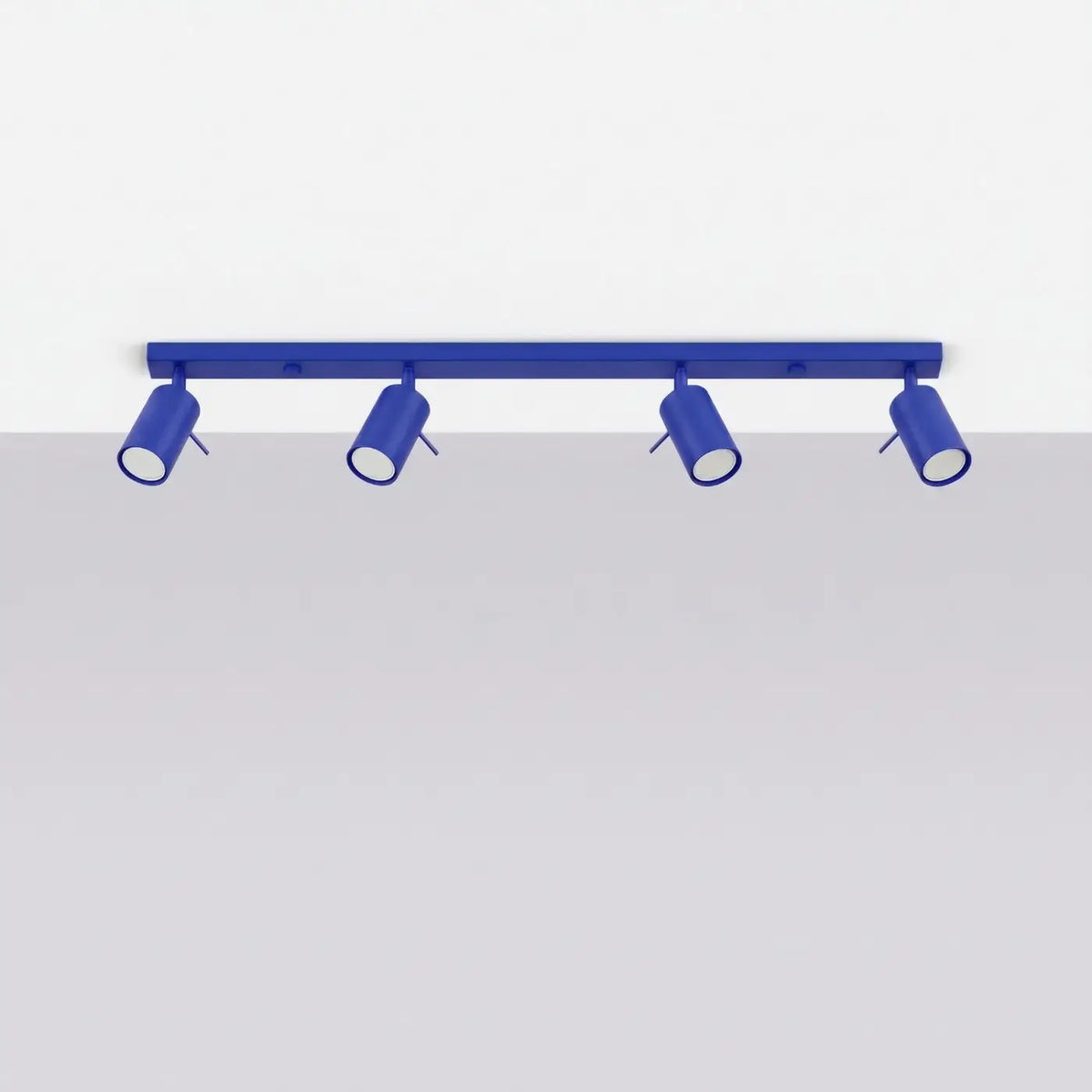 Plafonnier rampe de spots orientables en acier, 2 à 6 spots, outremer