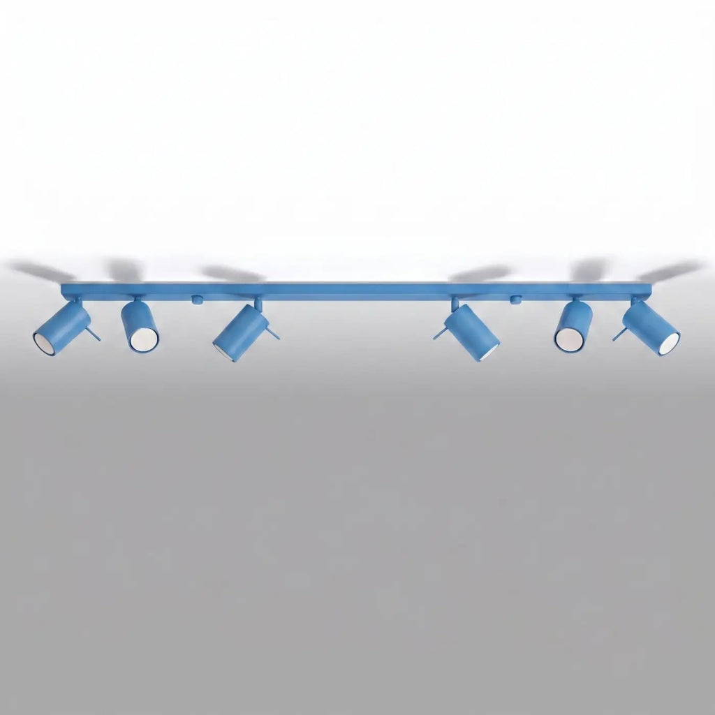 Plafonnier rampe de spots orientables en acier, 2 à 6 spots, bleu azur