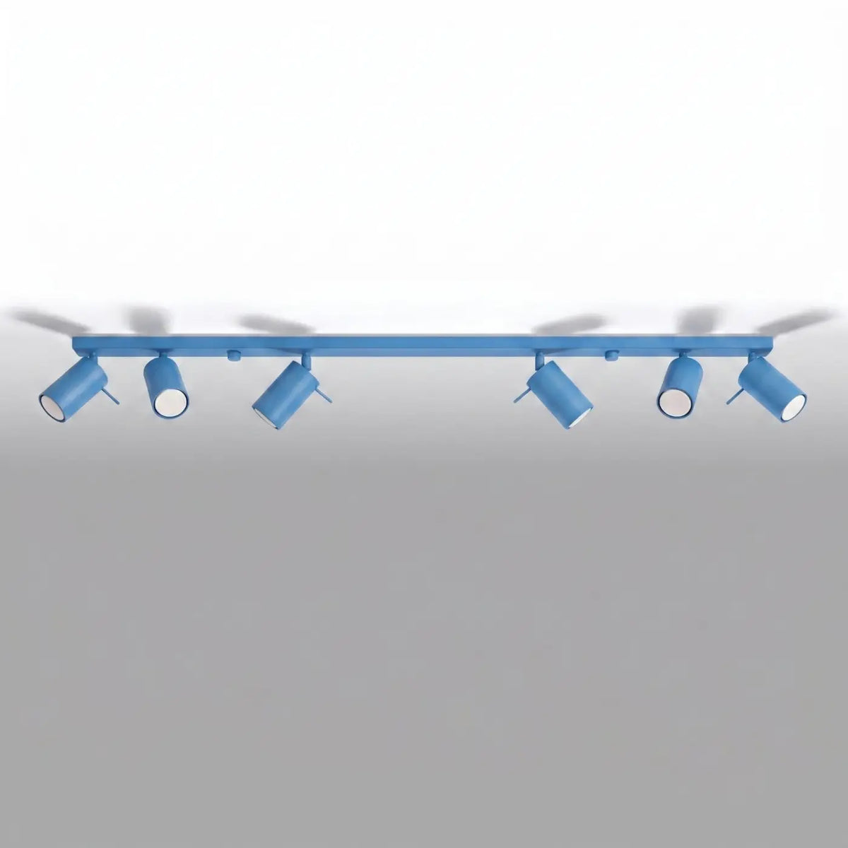 Plafonnier rampe de spots orientables en acier, 2 à 6 spots, bleu azur