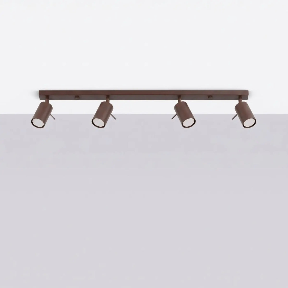 Plafonnier rampe de spots orientables en acier, 2 à 6 spots, marron