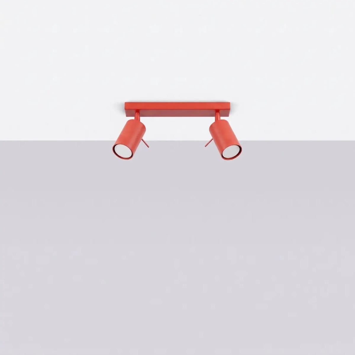 Plafonnier rampe de spots orientables en acier, 2 à 6 spots, rouge