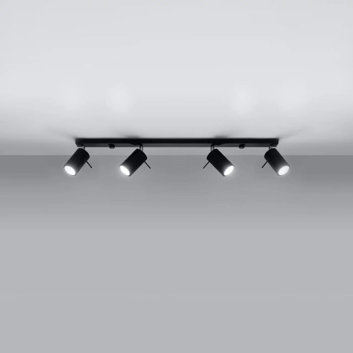 Plafonnier rampe de spots orientables en acier, 2 à 6 spots, noir